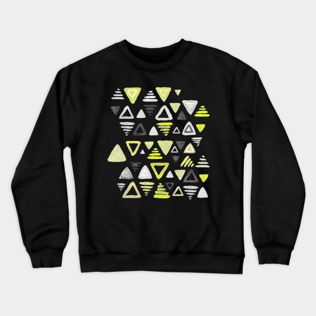 Summer Yellow Triangles on Grey Crewneck Sweatshirt by micklyn